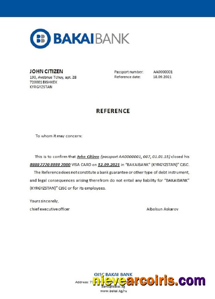 Kyrgyzstan OJSC Bakai Bank closure reference